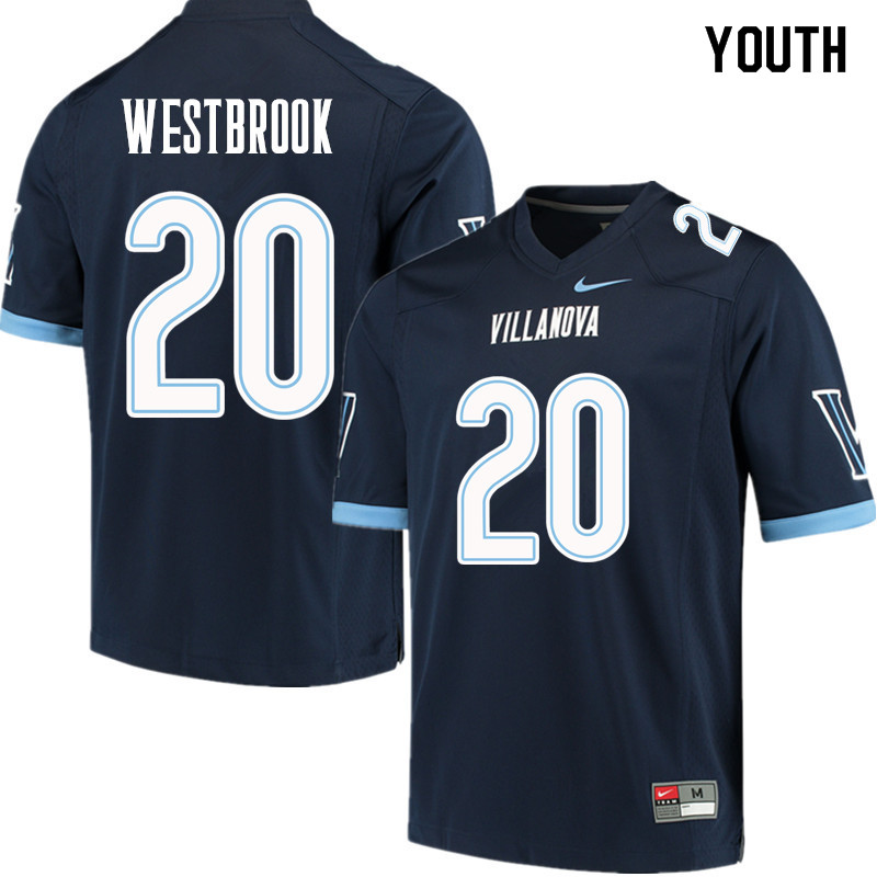 Youth #20 Brian Westbrook Villanova Wildcats College Football Jerseys Sale-Navy
